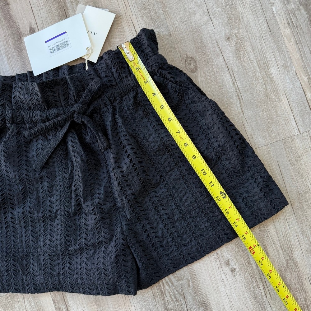 NWT A.L.C. Black Eyelet Paperbag Waist Shorts High Rise Drawstring Size 2 Chic - Picture 9 of 13